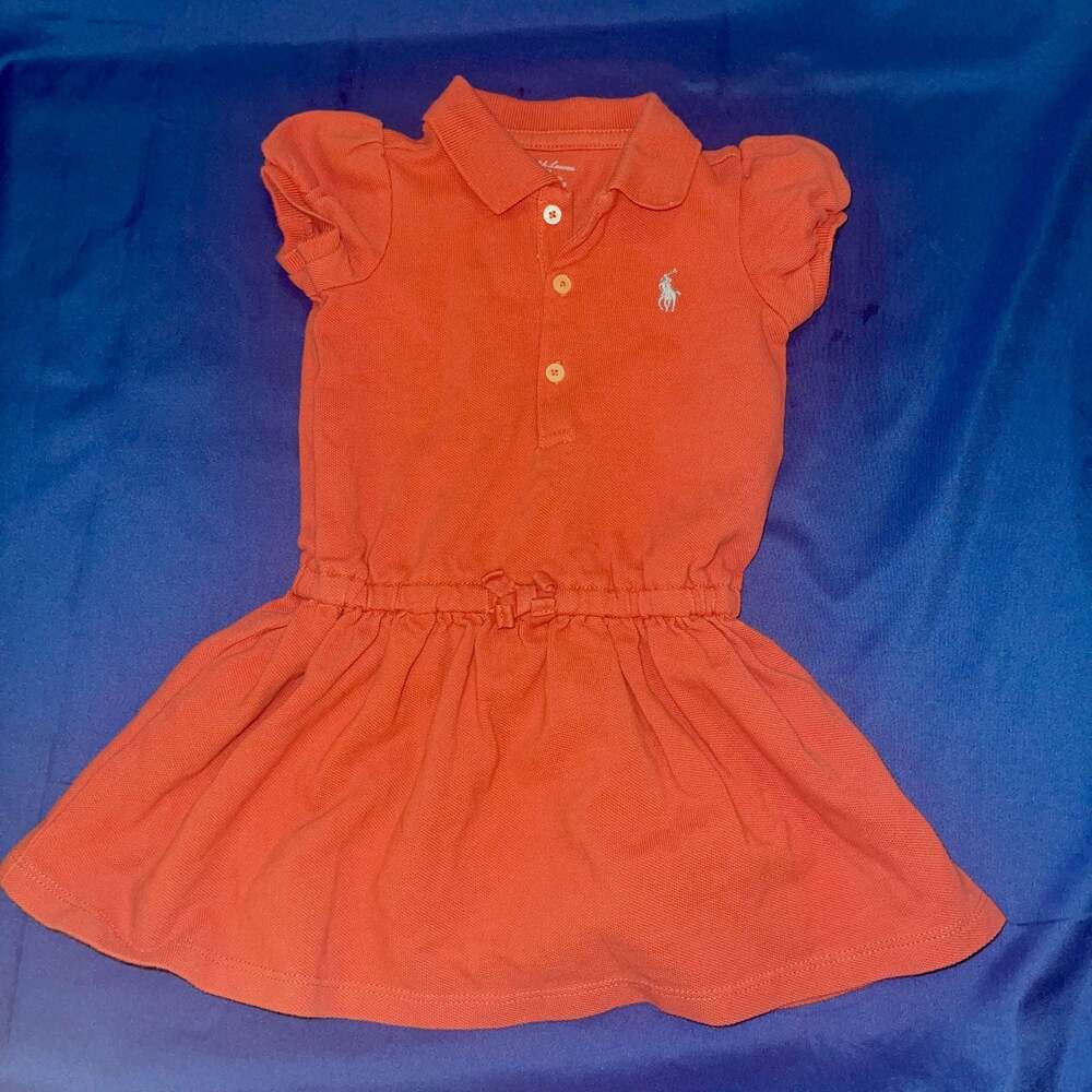 Sz 6M Ralph Lauren Baby Girls Orange Polo Dress Size